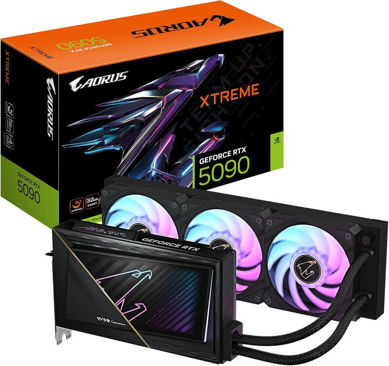 GIGABYTE AORUS GeForce RTX 5090 XTREME WATERFORCE 32G Grafikkarte - 32 GB GDDR7, 512 Bit, PCI-E 5.0, 2655 MHz Kernfrequenz, 3 x DP 2.1a, 1 x HDMI 2.1b, NVIDIA DLSS 4, GV-N5090AORUSX W-32GD