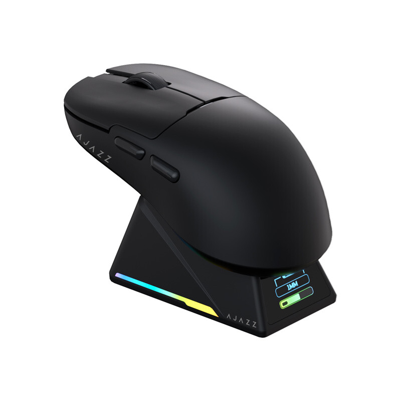 AJAZZ AJ159 APEX Wireless Gaming Mouse, 56g Ultra-Lightweight, PAW3950 30K DPI, 8KHz Polling Rate with Magnetic Charging Base, Color Screen, Dual Mode 2.4G/Wired Gamer Mice for PC/Mac