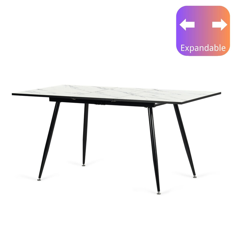 White Marble Effect Extendable Dining Table