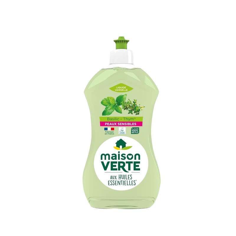 Liquide Vaisselle Basilic Thym Hypoallergénique Dégraissant À Froid Peaux Sensibles Maison Le Flacon De 500ml - vue 1