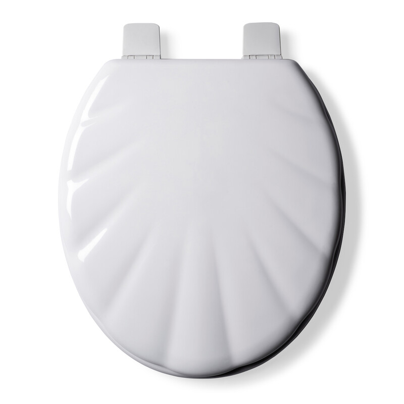 Croydex Shell Wooden Toilet Seat with Stick 'n' Lock Non Slip Hinges