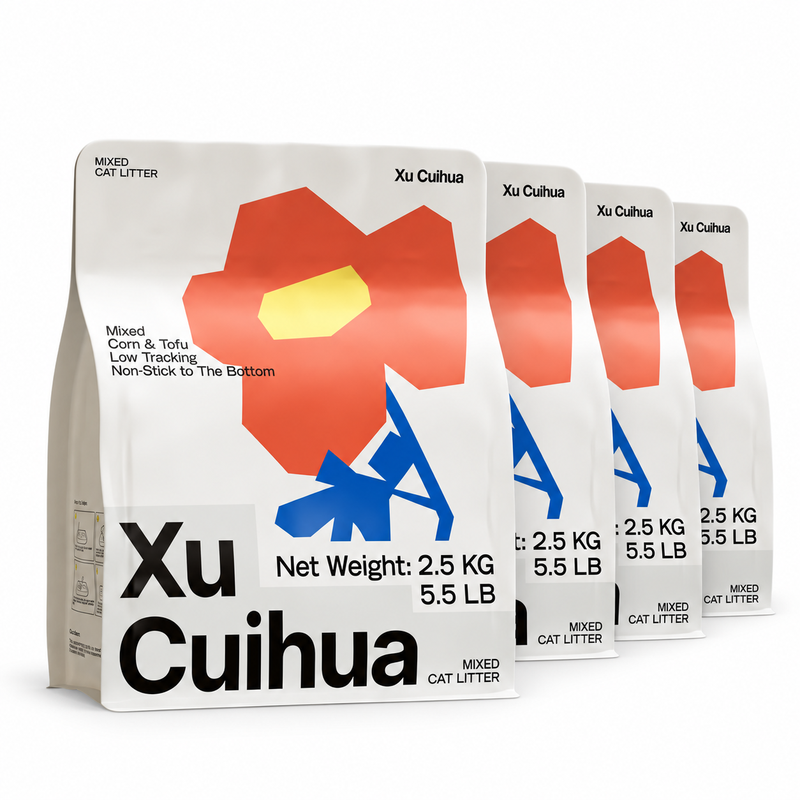 Xu Cuihua Katzenstreu aus Tofu & pflanzlicher Mischung 2,5 kg * 4 Packungen