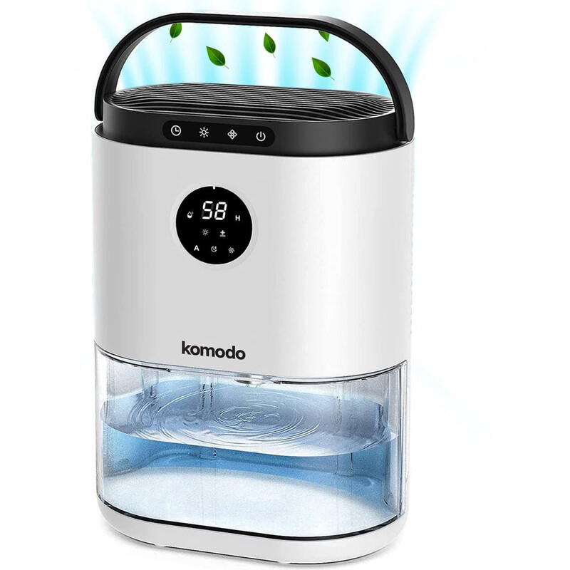 Komodo Small 800 ml Luftentfeuchter - 800 ml Wassertankkapazität - Kompaktes Design - Energieeffizient - Weißes Finish