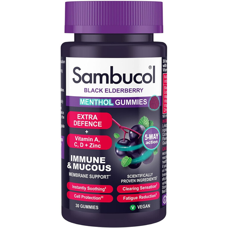 Sambucol Black Elderberry Extra Defence Menthol 30 Gummies - 2 Pack - Image 10