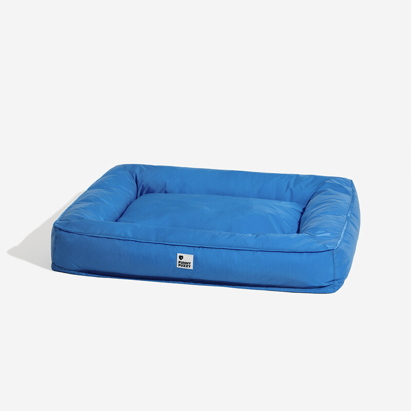 FUNNYFUZZY waterbestendig hondenbed met omsluitende rand voor grote honden, maat L, blauw