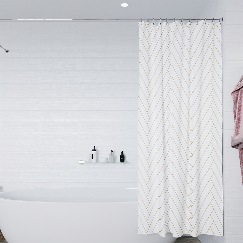 Shower Curtain Art Deco Proseal® White/Gold 180x180cm