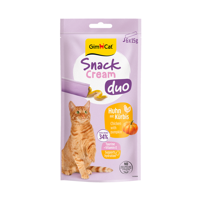 GimCat Snack Cream Duo Huhn & Kürbis 6 x 15 g