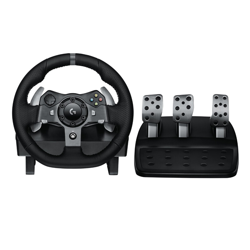 Logitech G920 Driving Force volant de course et pédales, retour de force réaliste, leviers de vitesse en acier inoxydable, couvre volant en cuir pour Xbox Series X|S, Xbox One, PC et Mac - Noir