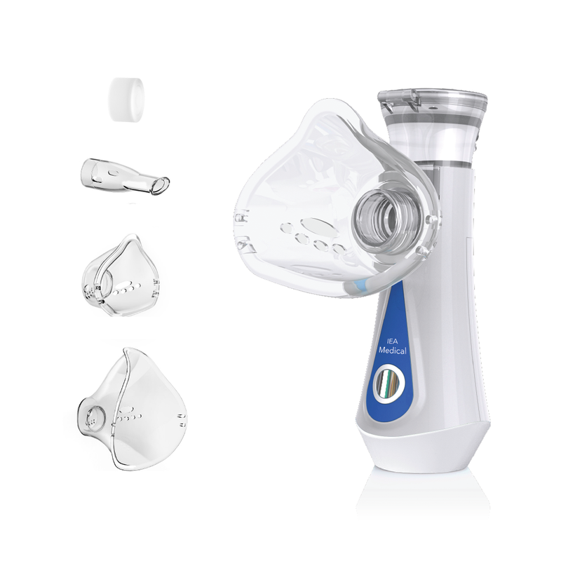 IEA Medical JM06802 Tragbarer Ultraschall-Inhalator – Leiser Vernebler, Masken für Kinder und Erwachsene, Mundstück, USB-C Akku, Automatische Abschaltung bei Leerem Tank