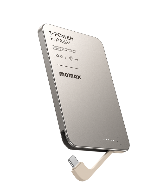 【CCC】MOMAX 1-Power F.Pass+ Ultradunne Powerbank met Verborgen Ingebouwde Kabel, 5000 mAh Draagbare Oplader