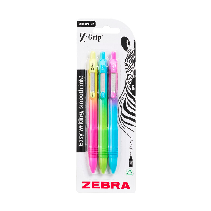 Z-Grip Ballpoint Soft Touch 3 Pack Black Ink
