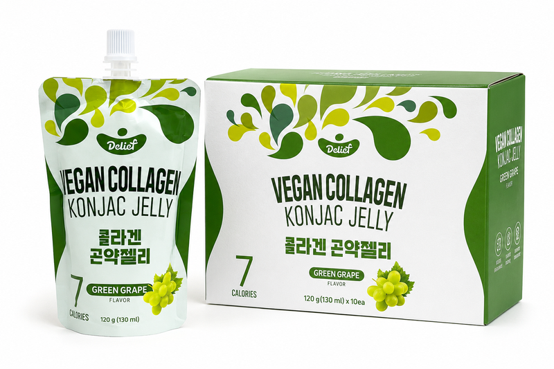 DELIEF Vegan Collageen Konjac Jelly Groene Druif 120 g x 10