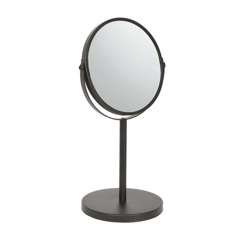 Harbour Housewares Pedestal Mirror - 2x Magnifying - Dual Sided - 18.5 x 34.5cm - Black