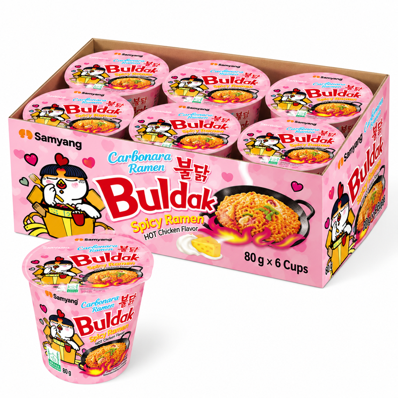 Samyang KR Buldak Ramen au poulet épicé Carbonara Petit bol 80 g × 6