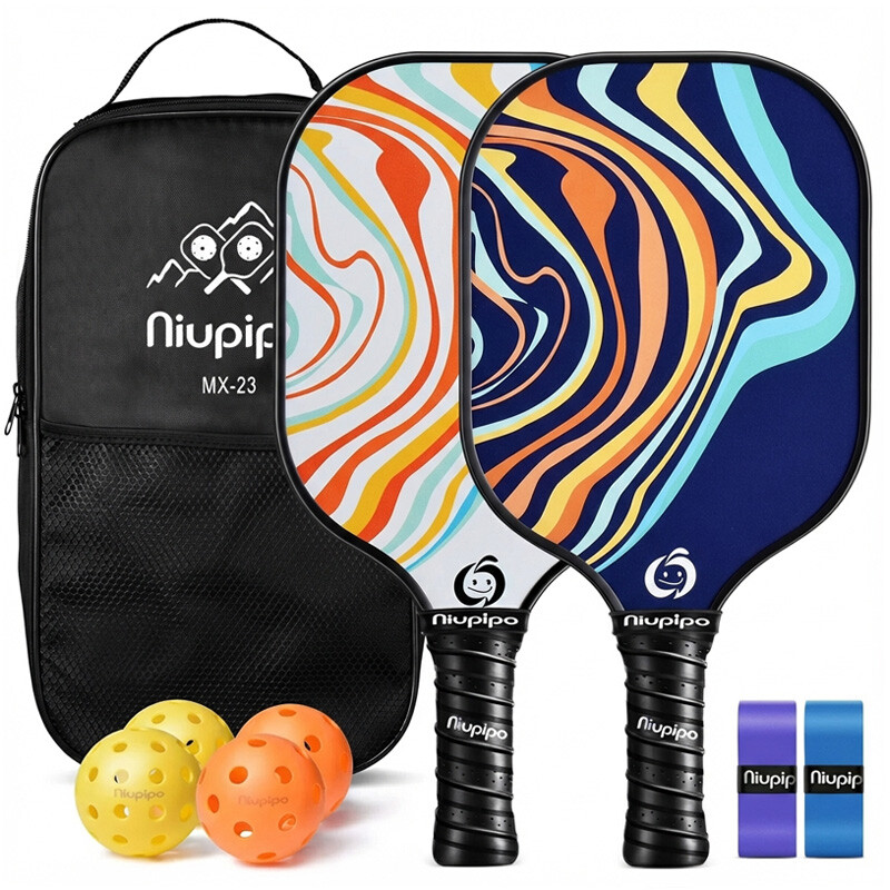 NIUPIPO Pickleball Paddles Set van 2 – Glasvezel Materiaal, Polypropyleen Honingraatkern, USAPA Gecertificeerd, Lichtgewicht Ontwerp, Comfortabele Grip, Ideaal voor Beginners en Gevorderde Spelers, MX-23