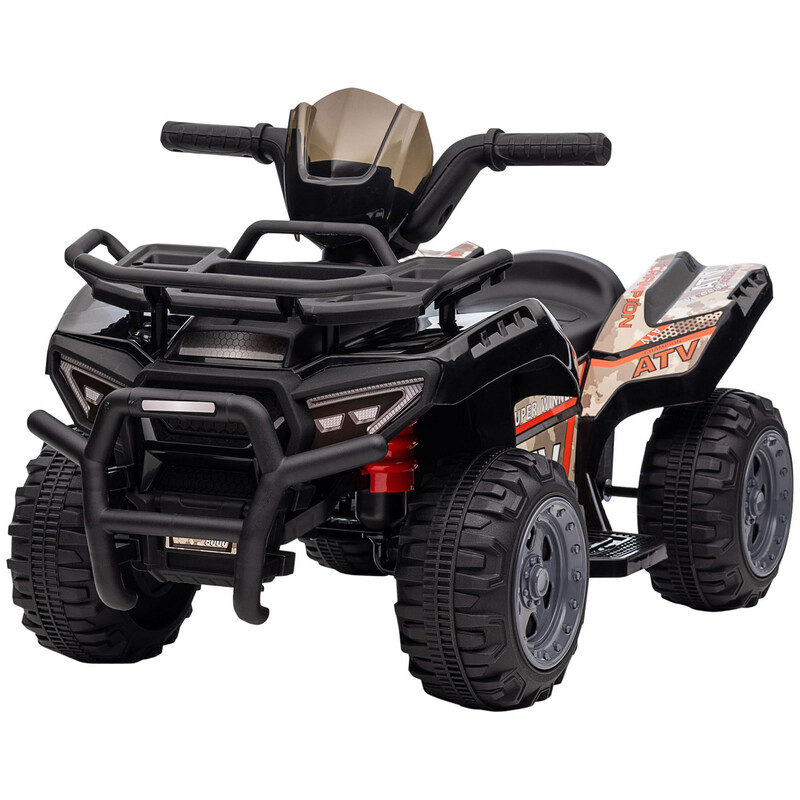 Homcom Black 370-189V70bk 6V Kids Electric Ride On Car Toddlers Quad Bike All Terrain Vehicle Toy With Music For 18-36 Months
