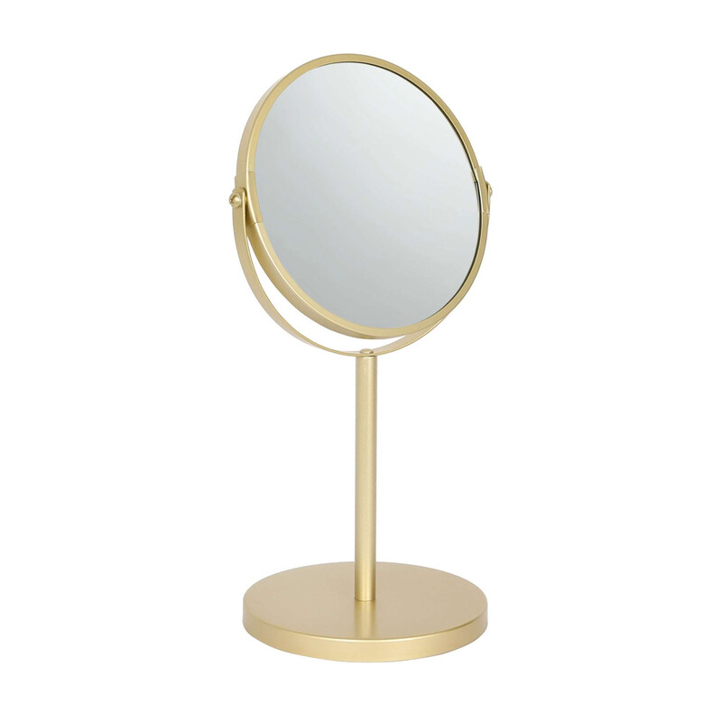 Harbour Housewares Pedestal Mirror - 2x Magnifying - Dual Sided - 18.5 x 34.5cm - Gold