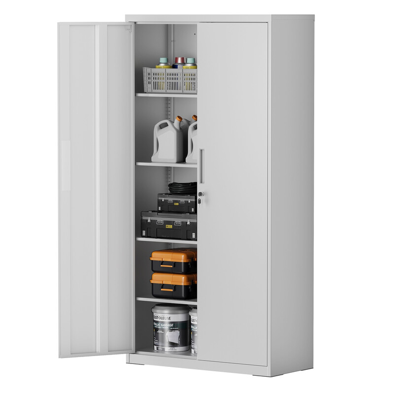 5-Tier Filing Cabinet, Multi-Purpose Cabinet, Steel Storage Cabinet, Double Doors, Gr