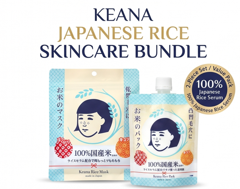 [Bestes Angebot] Keana Nadeshiko Reis-Maske Duo-Pack – Japanische feuchtigkeitsspendende Gesichtsmaske 10 Stück + abwaschbare Gesichtsmaske, 170 g