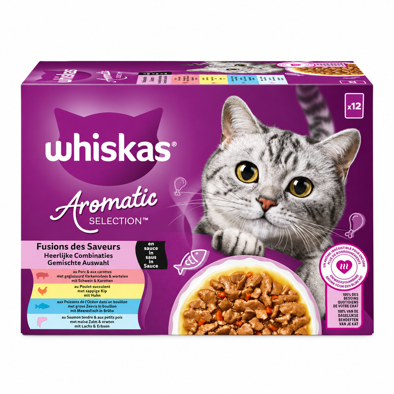 Whiskas Nourriture humide pour chats Aromatic Adult 1+ Sélection Multipack - 12 x 85 g