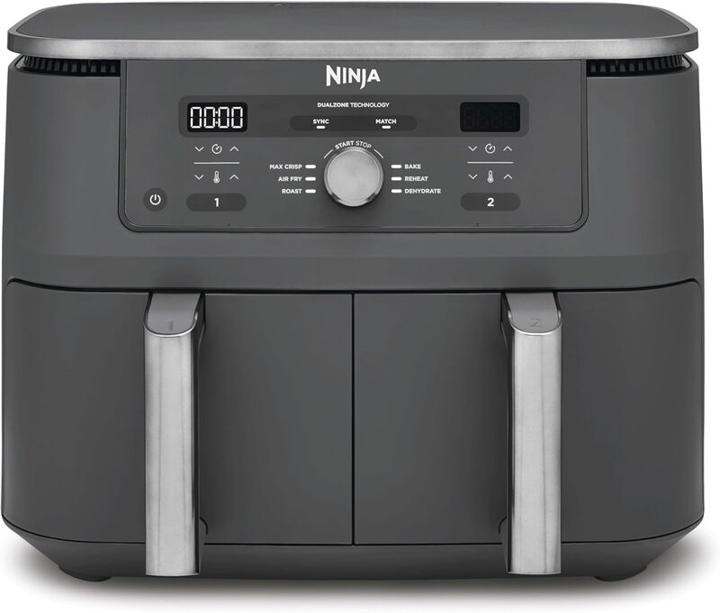 Ninja DZ400EU Dual Zone Airfryer - 6-in-1-functies - 9,5 liter inhoud - 2470 W - 2 onafhankelijke lades - Sync Finish