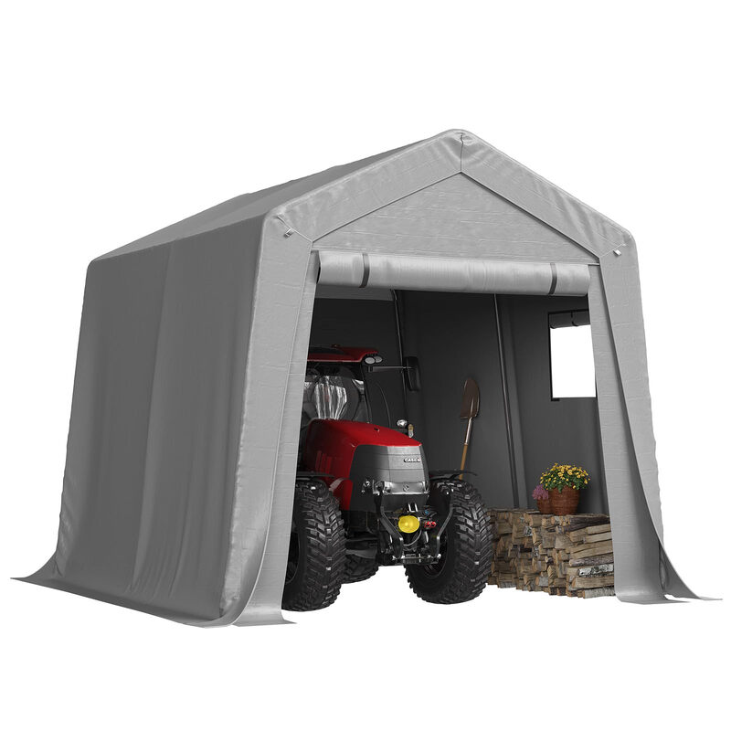 A-Frame Soft Top Carport met Zijpanelen, Waterdicht Heavy Duty Auto Canopy Garage Schutting - 10x10 FT/Grijs