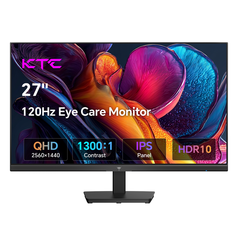 KTC 27 inch computermonitor, QHD 2K 120 Hz monitor, IPS-paneel, H27D9 | 2560 x 1440 display, Adaptive Sync, 123 % sRGB, HDR, HDMI DP, Eye-care scherm pc-monitor voor werk kantoor gaming, VESA-montage