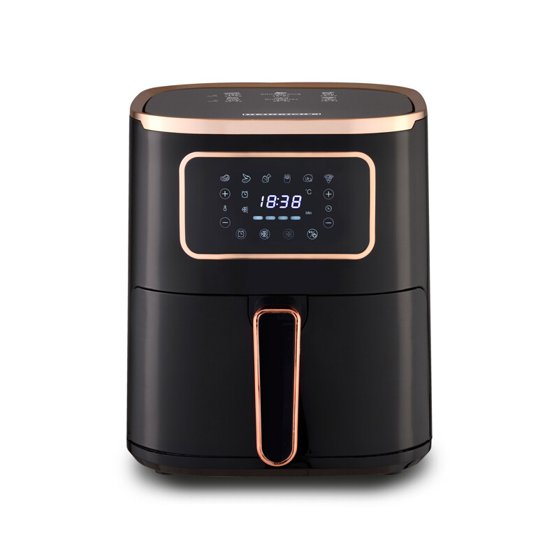Heinrich's Heißluftfritteuse Hfr 8216 Schwarz 5 L 1450 W Leistung Touch-Steuerung 6 Automatikprogramme