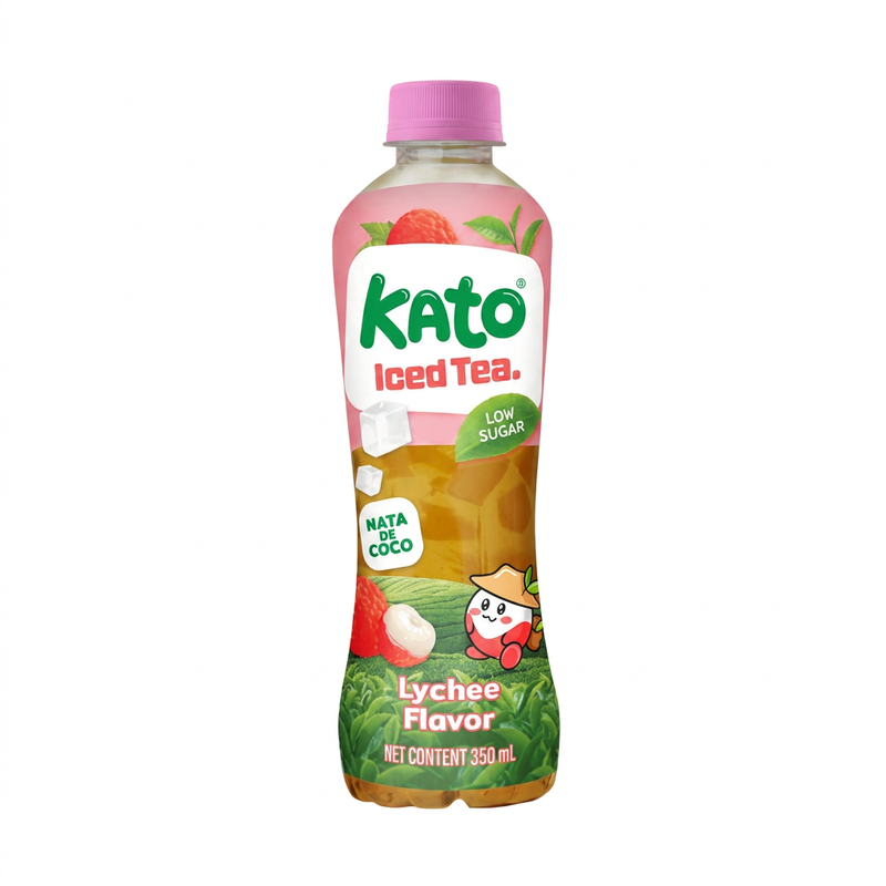 Kato Lychee Iced Tea with Nata de Coco 350ml|Low Sugar|Lower Caffeine