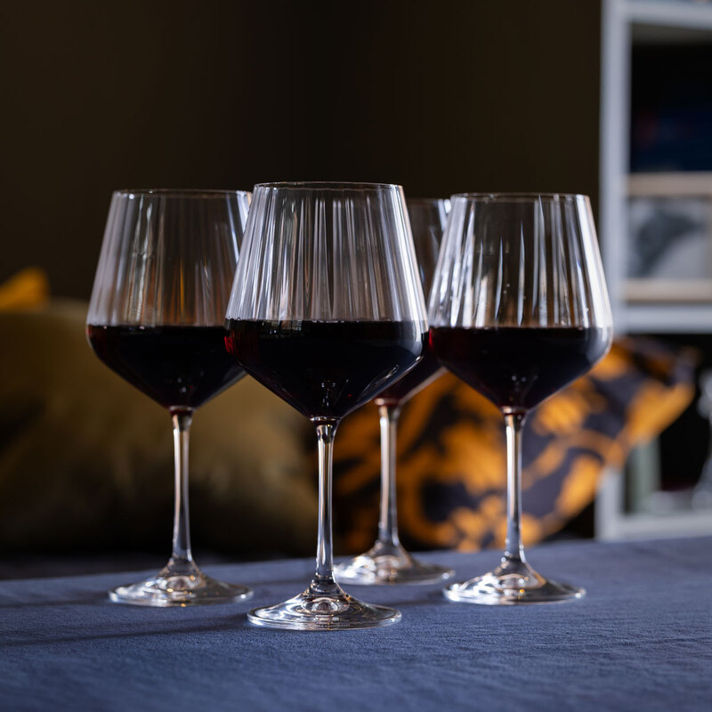Dartington Crystal Cheers! Optic Goblet Red Wine, Set Of 4