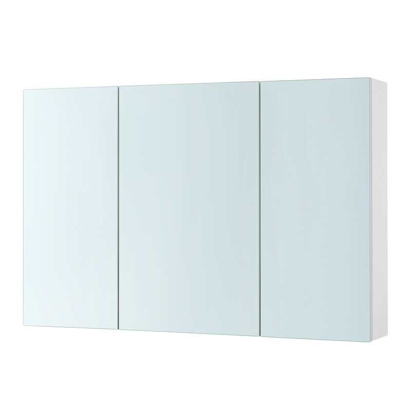 JOYFURNOS Wall Cabinet with Mirror, 3-Door Storage Unit, Bathroom Mirror Cabinet, 15 x 90 x 60 cm, with Adjustable Shelf, Modern, White