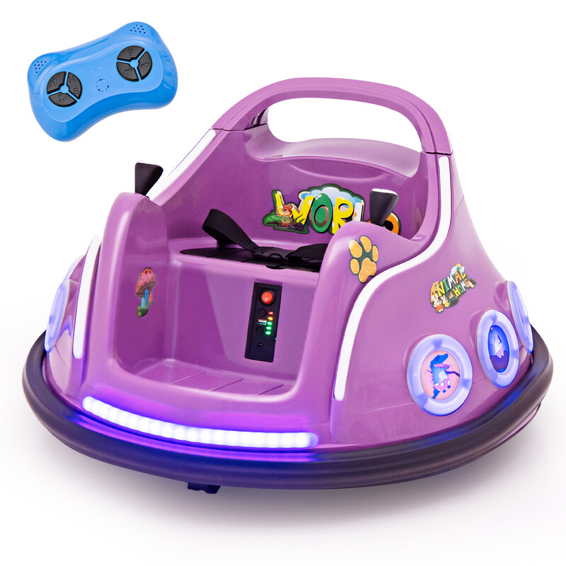 Costway 12 V Aufsitz-Spielzeugauto für Kinder, 360-Grad-Drehung, mit Musik, Lichtern und Fernbedienung, Lila