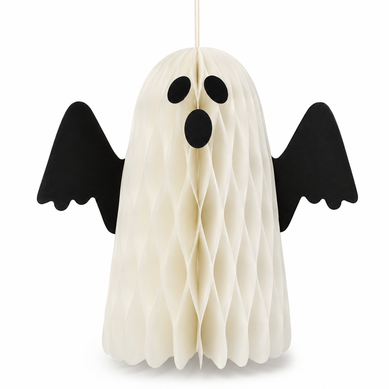 Festive 20cm Paper Honeycomb White Ghost