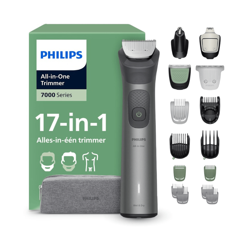 Philips Multigroom 7000-serie alles-in-één 17-delige trimmer - scheerapparaat en tondeuse voor gezicht, hoofd en lichaam, zelfslijpende volledig metalen mesjes, 22 lengte-instellingen (0,5-16 mm), model MG7941/15