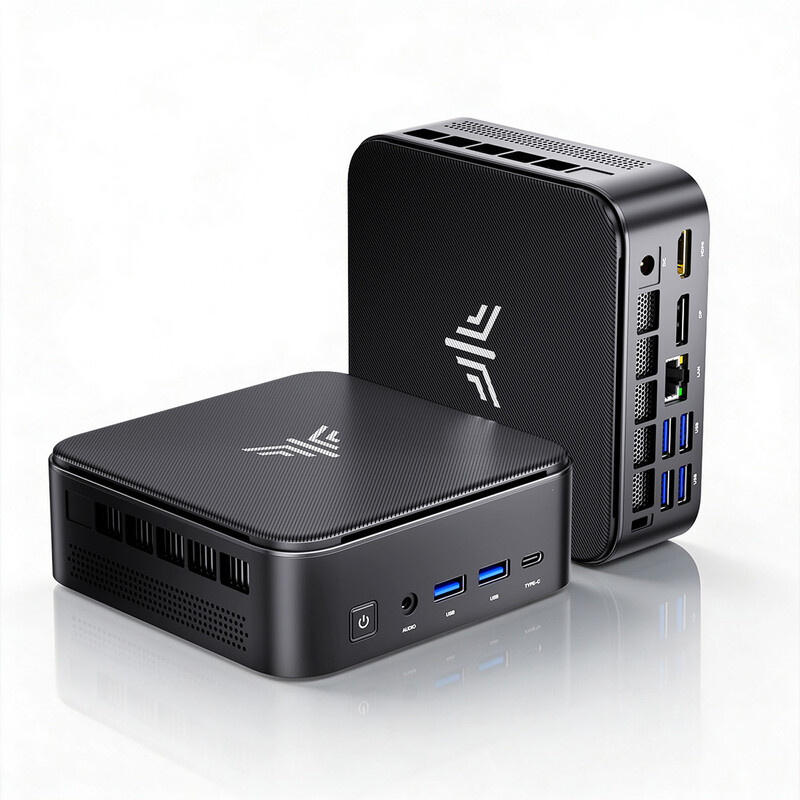 ACEMAGIC E3B Mini-Desktop-Computer, AMD Ryzen 7 7735HS, 24 GB LPDDR5, 512 GB NVMe SSD, 2×M.2 2280 Steckplätze (Bis zu 4 TB), Triple Display 4K/60 Hz, HDMI + DP + USB-C, 2,5G LAN, WiFi 6, Windows 11 Pro