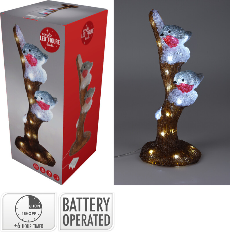 VÖGEL AUF BAUM MIT LED 41CM