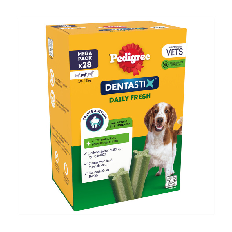 DENTASTIX Fresh Adult Medium Dog Treats 28 x Dental Sticks 720g