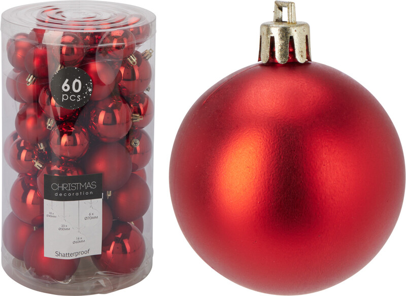 WEIHNACHTSKUGELN SET 60ST. ROT