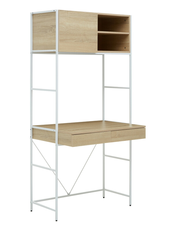 Interiors by Premier Desk & Shelving Unit Bradury Oak/White