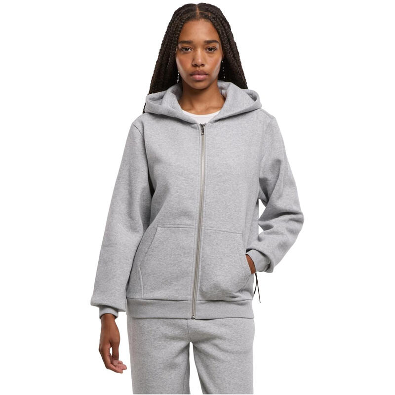 Urban Classics Damen Flauschiger Zip Hoody Sweat & Fleece - Kapuzenjacke mit Reißverschluss Lightasphalt XL