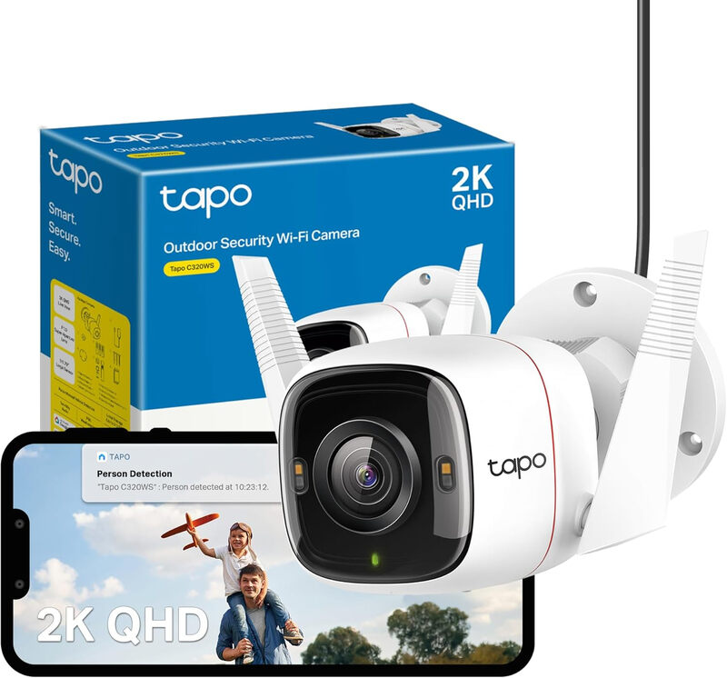 Tapo C320WS Outdoor-Sicherheitskamera, 4 MP WLAN-Überwachungskamera, Vollfarb-Nachtsicht, Bewegungserkennung, IP66 wasserdicht, …