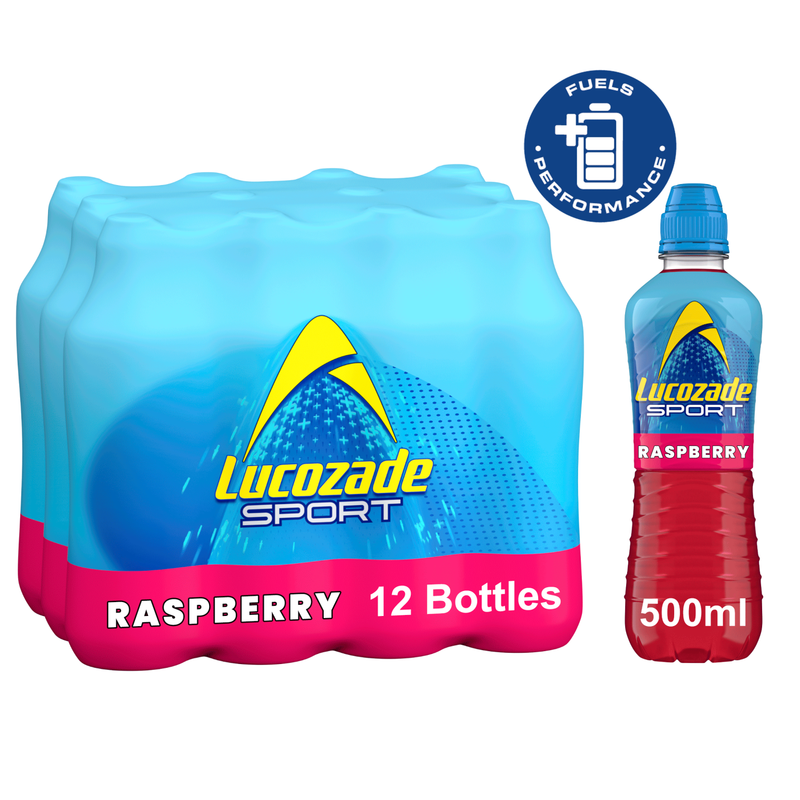 Lucozade Sport Raspberry Isotonic Sports Drink 12x500ml Bottles Hydration