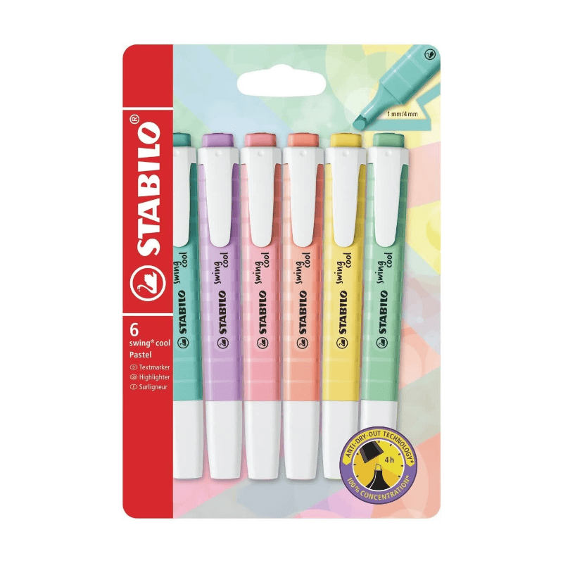 STABILO swing cool Pastel - Markeerstiften - Set van 6 - Assorti kleuren