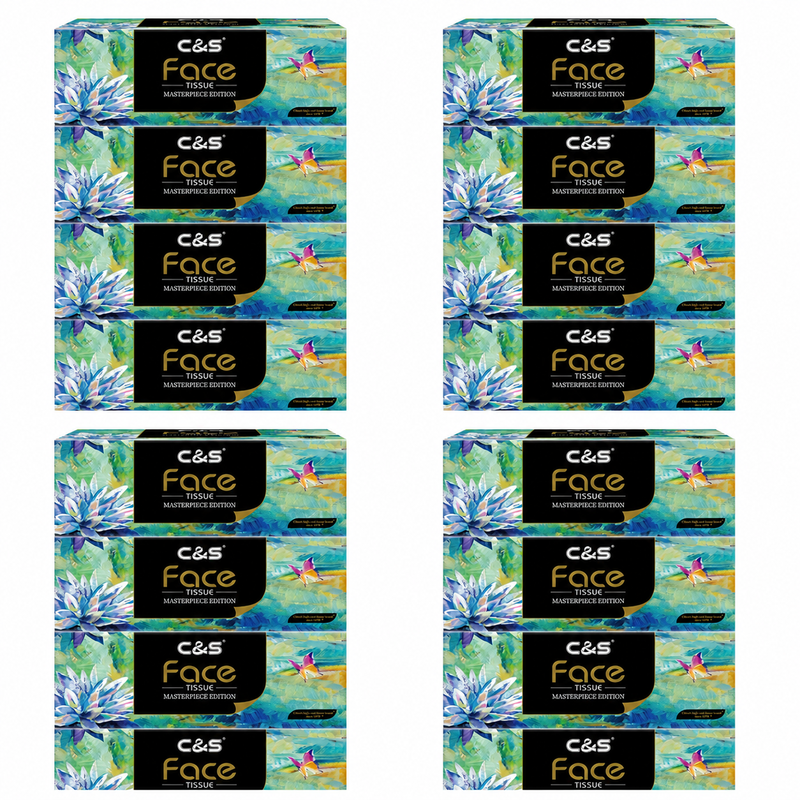 Facial Tissues Stock-Up Bundle: C&S Boxed Facial Tissues, 16 Cube Boxes, 90 Tissues per Box, 1,440 Tissues Total, Pure Virgin Wood Pulp, 4-Ply Soft & Strong, for Home, Office, Living Room?and Bedroom