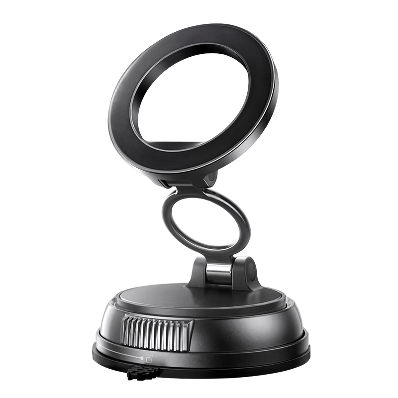 Oxerbog Magnetische telefoonhouder voor in de auto met vacuümzuignap, 360° in alle richtingen verstelbare dashboardhouder, stabiele, op het ventilatierooster te bevestigen, opvouwbare telefoonhouder, geschikt voor auto’s, sportscholen, spiegels en gladde oppervlakken (zwart)