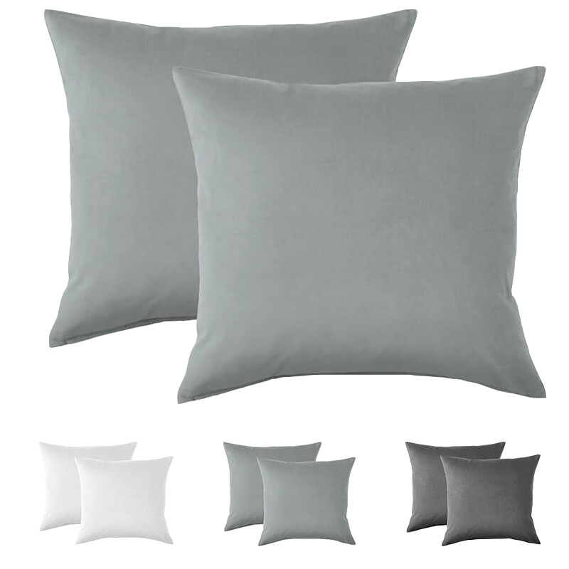 XLLX Basics 80x80 cm Kissenbezüge 2er-Set, Superweich Pflegeleicht Mikrofaser, Mit Reißverschluss, Hellgrau, Kissen nicht enthalten