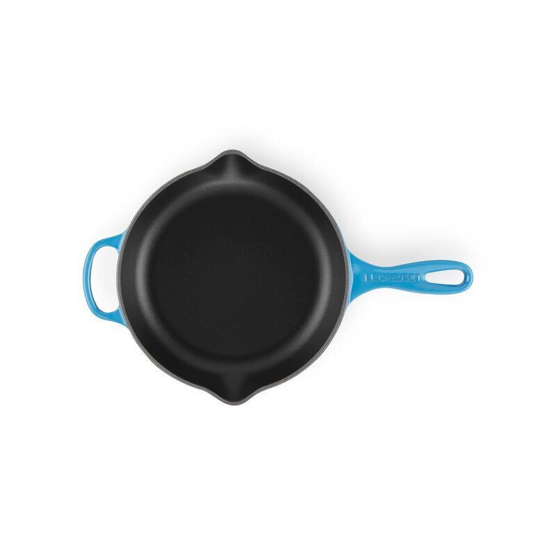 LE CREUSET Signature Gusseisen Brat- und Servierpfanne, Rund, Ø 23 cm, Für alle Herdarten inkl. Induktion geeignet, 1,93 kg, Azure