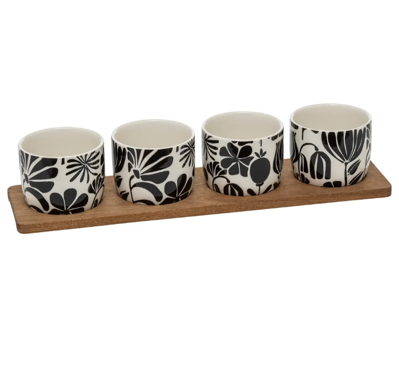 Secret de Gourmet Gedraaide Limoen Aperitiefset - 5 stuks, Rechthoekige Acacia Dienblad