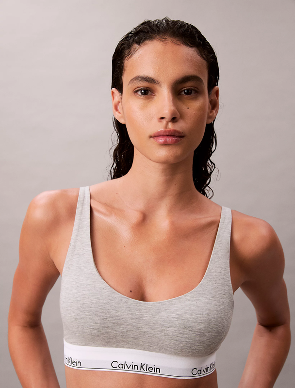 Calvin Klein Icon Cotton Modal Lightly Lined Bralette - Grey Heather