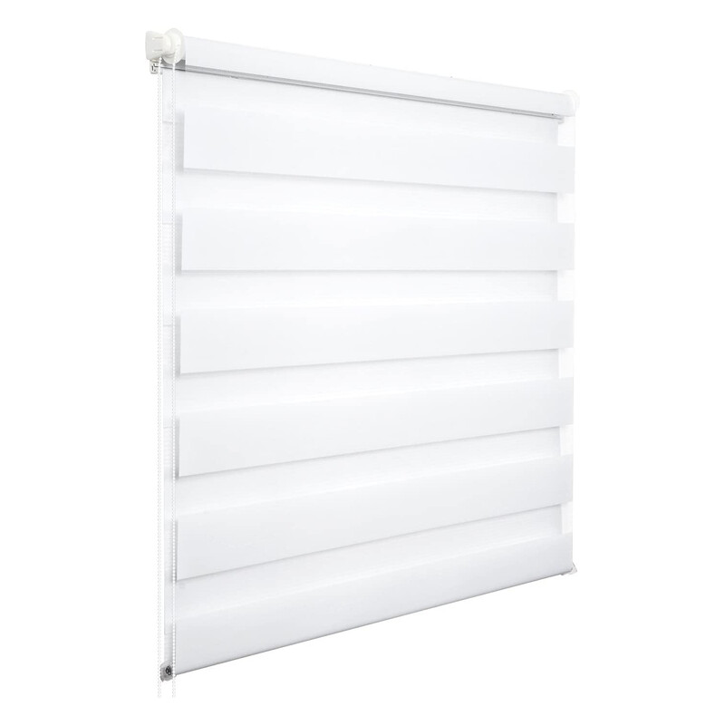 WOLTU Doppelrollo Klemmfix ohne Bohren Weiß B110 x H150 cm, Duo-Rollo Lichtdurchlässig für Innenverdunkelung, Zebra-Rollo mit Kette - Seitenzugrollo für Fenster und Tür